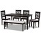 Baxton Studio Gustavo Grey Upholstered and Brown Finished Wood 6-Piece Dining Set 170-9402-10915-10519 - alternate 1